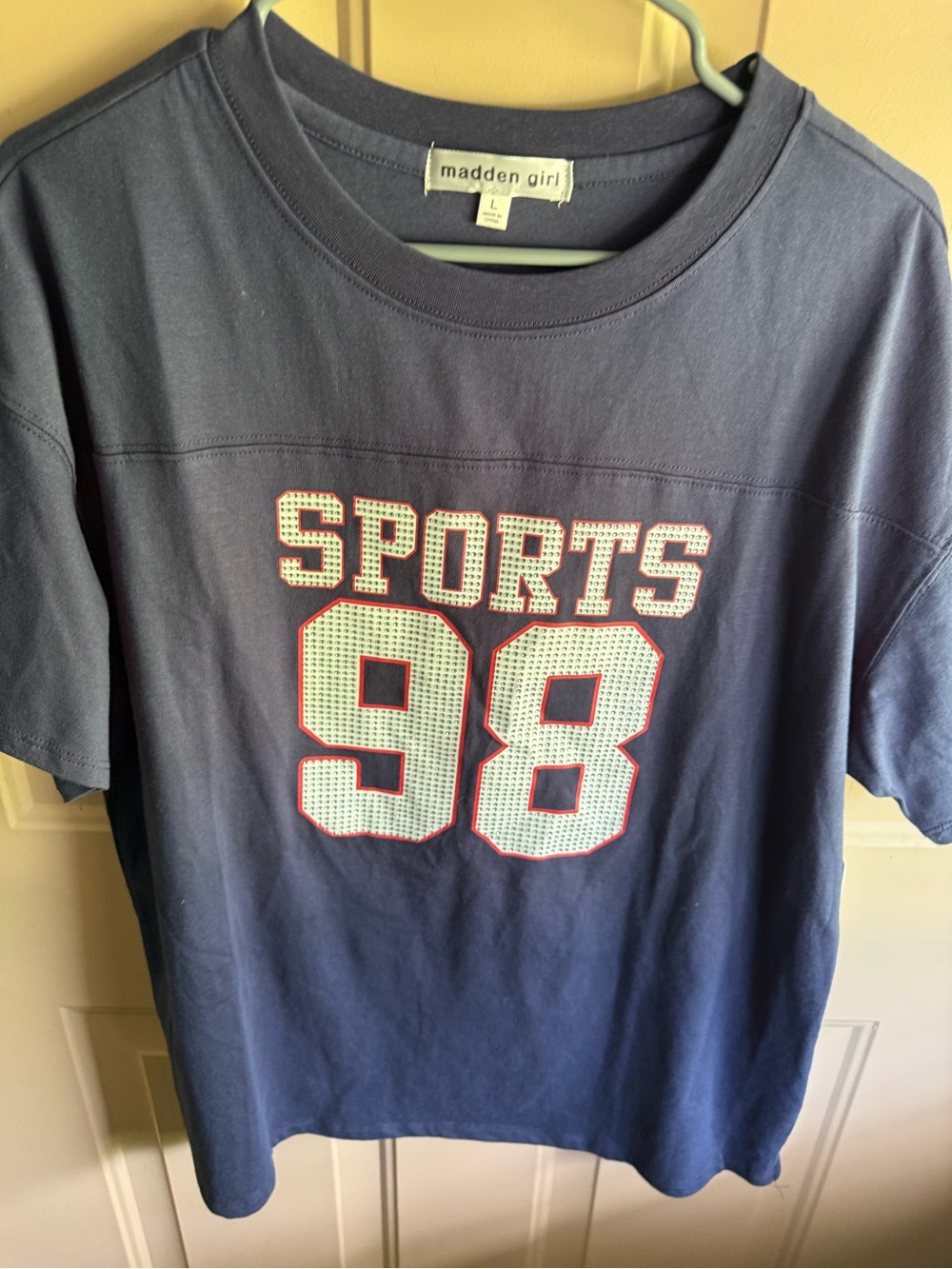 Madden Girl Navy Blue 'SPORTS 98' Graphic Tee